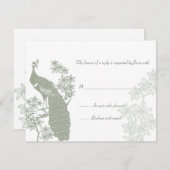Pfauenhochzeitskarte RSVP Karte (Vorne/Hinten)