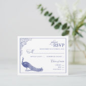 Pfauenhochzeitskarte RSVP Karte (Stehend Vorderseite)