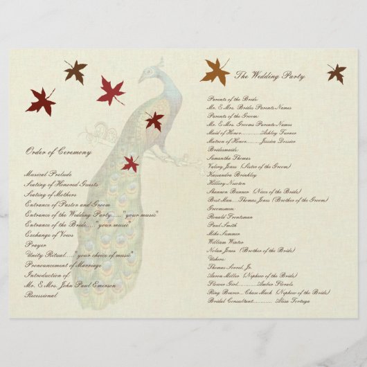 Pfauenhochzeitsprogramm (Rückseite)