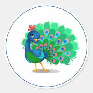 Pfauenkleber Runder Aufkleber