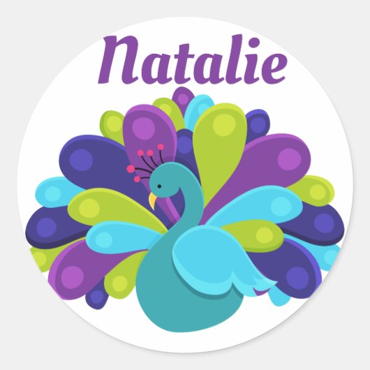 Pfauenkleber Runder Aufkleber (Vorderseite)