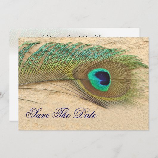 Pfauenkobalt aquamarin Save the Date (Vorne/Hinten)