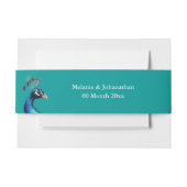 Pfauenkopf aquamariner blauer Garten Hochzeit im F Einladungsbanderole (Vorderseite Beispiel)