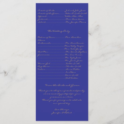 Pfauenkostüm im Gold- und Navy-Blue-Programm Programm (Rückseite)