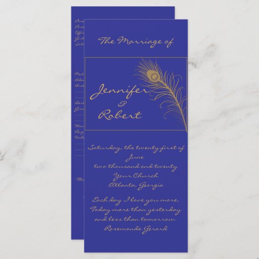 Pfauenkostüm im Gold- und Navy-Blue-Programm Programm (Vorne/Hinten)