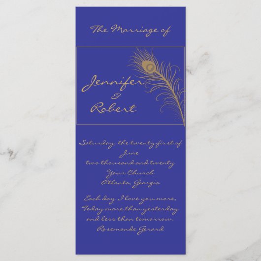 Pfauenkostüm im Gold- und Navy-Blue-Programm Programm (Vorderseite)