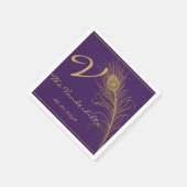 Pfauenkostüm in Gold und Lila Platin Serviette (Ecke)