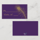 Pfauenkostüm in Gold und Lila Platzkarte (Vorne/Hinten)