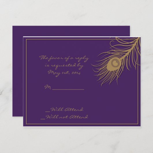 Pfauenkostüm in Gold und Plakatkarte RSVP Karte (Vorne/Hinten)