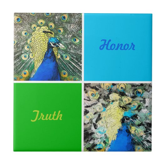 Pfauenkunst Fliese (Vorderseite)