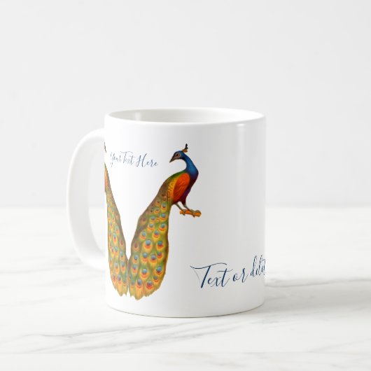 Pfauenkunst Personalisiert Kaffeetasse (Vorderseite Links)