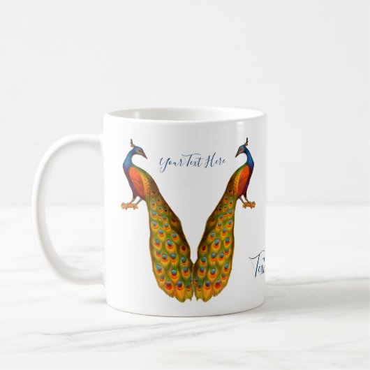 Pfauenkunst Personalisiert Kaffeetasse (Links)