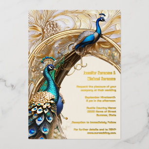 Pfauenkunst Vintager indianischer Zierchic Folieneinladung