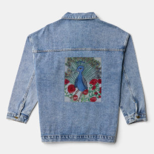 Pfauenliebesrosenzeichnung Jeansjacke