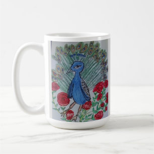 Pfauenliebesrosenzeichnung kaffeetasse