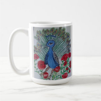 Pfauenliebesrosenzeichnung  kaffeetasse