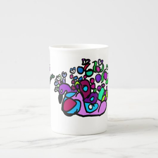 Pfauenlila Rosen Porzellantasse (Vorderseite)