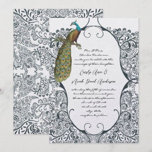 Pfauenlove-Hochzeit der Navy Einladung