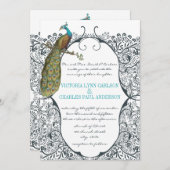 Pfauenlove-Hochzeit der Navy Einladung (Vorne/Hinten)