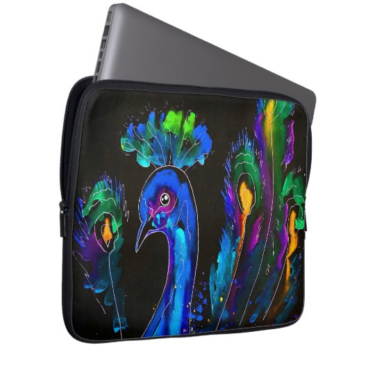 Pfauenmalerei Laptopschutzhülle (Vorne Rechts)