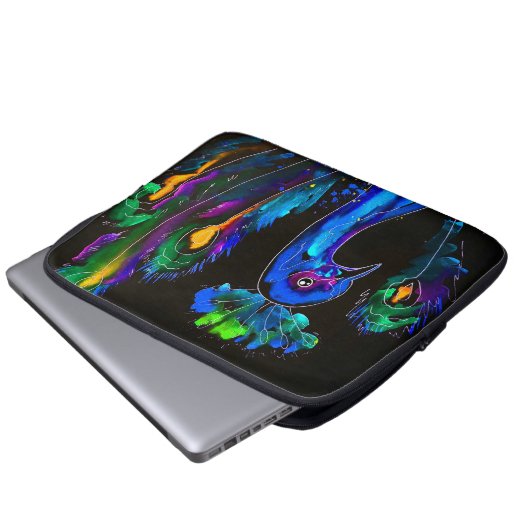 Pfauenmalerei Laptopschutzhülle (Vorne Knopf)
