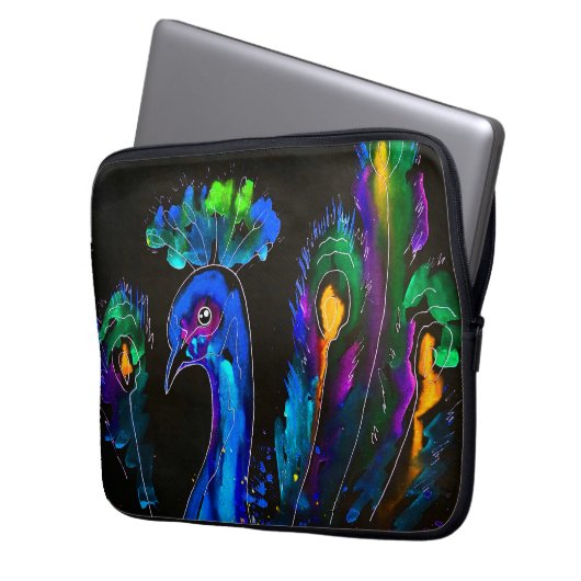 Pfauenmalerei Laptopschutzhülle (Vorderseite Links)