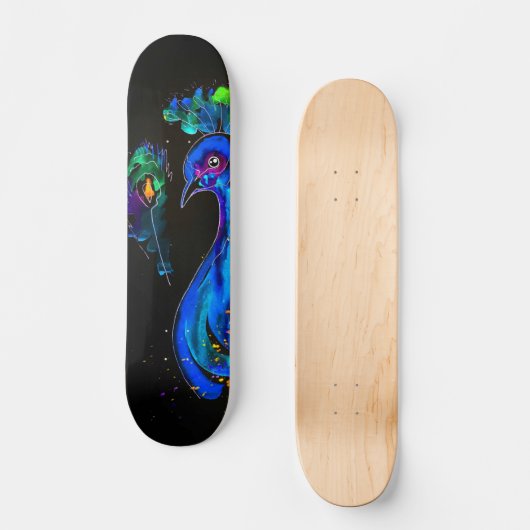 Pfauenmalerei Skateboard (Vorderseite)