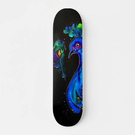 Pfauenmalerei Skateboard (Vorne)