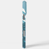 Pfauenmonogramm Moderne Blume Aquamarin Case-Mate iPhone Hülle (Rückseite / Rechts)