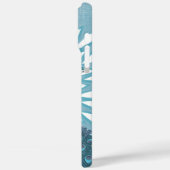 Pfauenmonogramm Moderne Blume Aquamarin Case-Mate iPhone Hülle (Rückseite / Links)