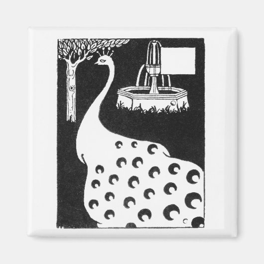 Pfauenmotiv von "Le Morte d'Arthur" (litho) Magnet (Vorne)