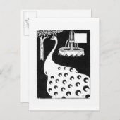 Pfauenmotiv von "Le Morte d'Arthur" (litho) Postkarte (Vorne/Hinten)