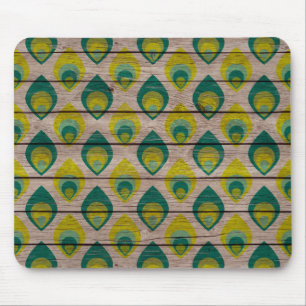 Pfauenmuster auf Holzmousepad Mousepad