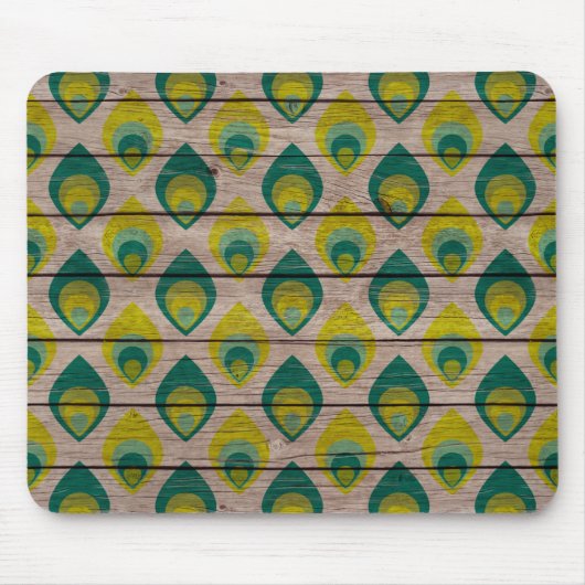 Pfauenmuster auf Holzmousepad Mousepad (Vorne)