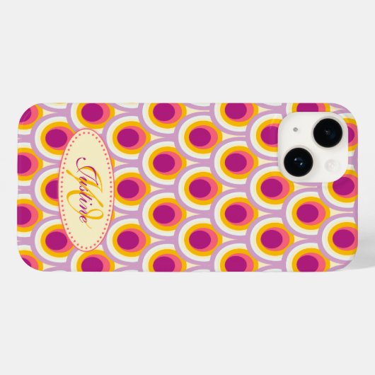 Pfauenmuster, gelb, rosa Case-Mate iPhone hülle (Rückseite (Horizontal))