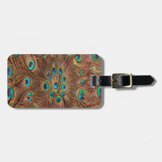 Pfauenmuster Hintergrund Gepäckanhänger (Vorderseite horizontal)