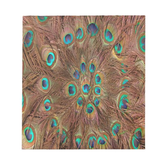 Pfauenmuster Hintergrund Notizblock (Vorderseite)