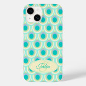 Pfauenmuster Minze Aqua Green Name Case-Mate iPhone Hülle (Rückseite)