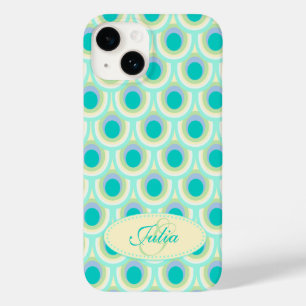 Pfauenmuster Minze Aqua Green Name Case-Mate iPhone 14 Hülle