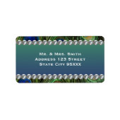 Pfauenmuster mit Perlen Adressaufkleber (Vorne)