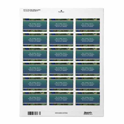 Pfauenmuster mit Perlen Adressaufkleber (Vorne)