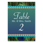 Pfauenmuster mit Perlen Tischnummer (Rückseite)