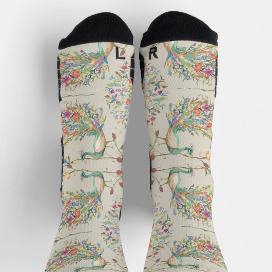 Pfauenmuster, schöne tropische Blumensocken Socken (Oben)