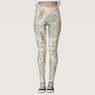 Pfauenmuster, schönes tropisches Flora Leggings