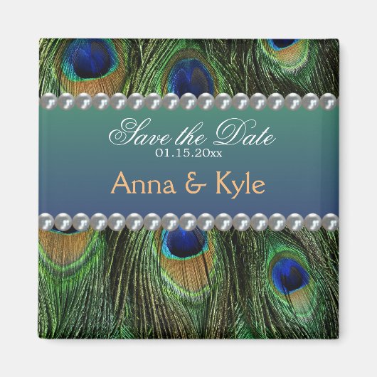 Pfauenmuster und Perlen Magnet (Vorne)