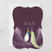 Pfauenpaare Love Birds Lila Hochzeit Einladung (Rückseite)