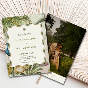 Pfauenpalmen-Foto-Hochzeit 'Save the Date'-Karte Save The Date
