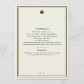 Pfauenpalmen-Hochzeitsprogramm Programm (Rückseite)