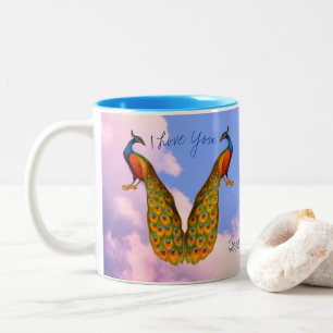Pfauenparadies Art I Liebe Sie Personalisiert Zweifarbige Tasse