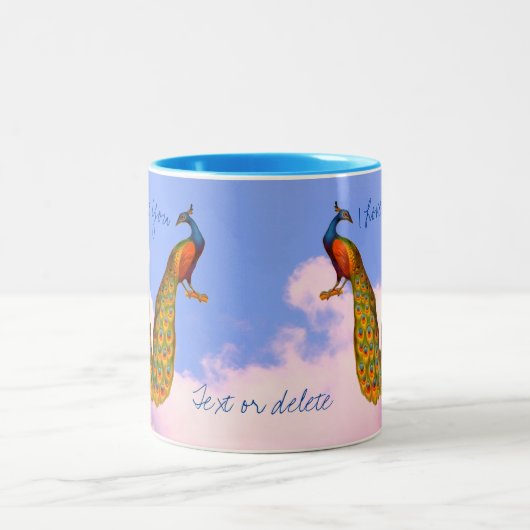 Pfauenparadies Art I Liebe Sie Personalisiert Zweifarbige Tasse (Mittel)